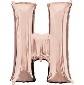 Balónek Písmeno H růžovo-zlaté foliový balónek 83 cm Amscan 3657101