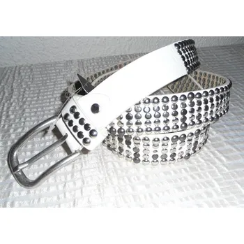 Opasek Kožený opasek s nýty (Pásek bílý nýtovaný)