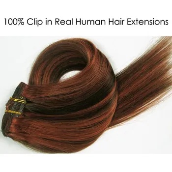 Příčesek CLIP IN 7pásů HNĚDÝ MELÍR #4/30, 70g, 40cm, 100% lidské vlasy