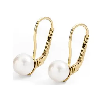 Prsten Dámské náušnice ze žlutého zlata se sladkovodními perlami 585/1,40gr 235040097 (POŠTOVNÉ ZDARMA!!!)