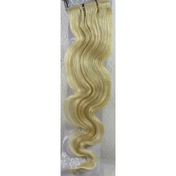 Příčesek CLIP IN 7pásů BLOND vlnité #60, 75g, 50cm, 100% lidské vlasy
