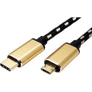 Datový kabel ROLINE GOLD USB 2.0 kabel, oboustranný microUSB B(M) - USB C(M), 4,5m - 11.02.8792