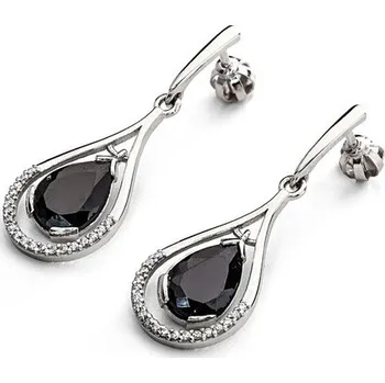 Prsten Dámské zlaté visací náušnice s černým a čirým zirkonem na šroubek 585/3,4gr 336041227 (POŠTOVNÉ ZDARMA!!!)