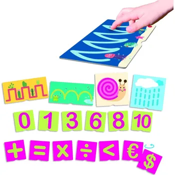 Dřevěná hračka Akros Hmatové kartičky na výuku psaní s čísly