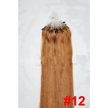 Příčesek MICRO RING INDIAN REMY 100 pramenů SV. HNĚDÁ #12, 80g, 40cm, lidské vlasy k prodloužení