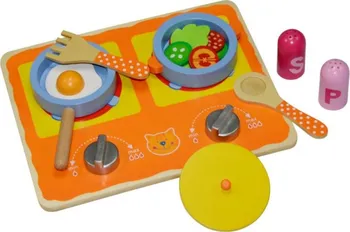 Dětská kuchyňka Eco Toys dřevěná mini kuchyňka oranžová