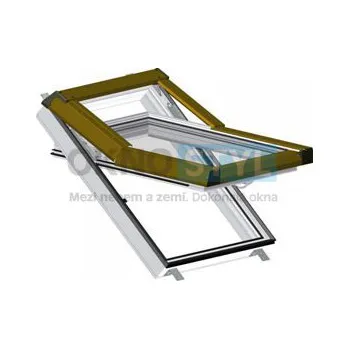 Okno OKNOSTYL.cz Plastové střešní okno PREMIUM - hnědé oplechování (8019), 660/1180 mm
