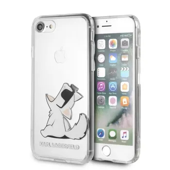 Pouzdro na mobilní telefon Karl Lagerfeld Fun Choupette No Rope Hard Case pro Apple iPhone 8 čiré