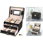 Šperkovnice se zrcadlem na klíček (černá)