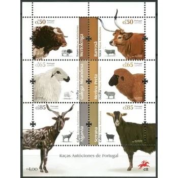 Poštovní známka CTT - Portugal post (2018) MiNr. 4347 - 4352 ** - Portugalsko - BLOCK 422 -plemena hospodářských zvířat