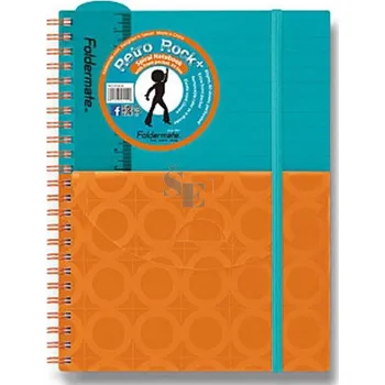 Spirálový blok A5 s kapsou FolderMate Plus 80listů linka tyrkysovo oranžový