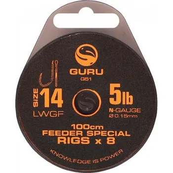 Rybářský háček Guru Návazce LWGF Feeder Rig 1m - 20 vel. háčku