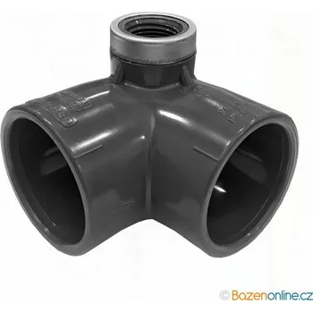 Koleno 90° PVC 50x50 mm lepení/lepení, boční závit ½“