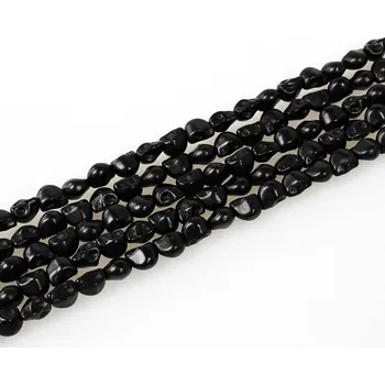 Drahý kámen Lebka ze syntetického tyrkysu - černá - 8 x 6 mm - 1 ks