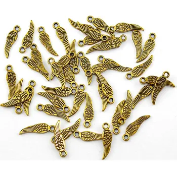 Přívěsek Kovový přívěsek - starozlatý - křídlo - 17 x 5 x 1 mm - 1 ks