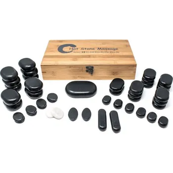 Masážní kámen Fabulo, USA Sada lávových kamenů Fabulo - 45ks (v bambusové krabičce) + bambusová krabička