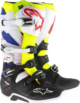 Moto obuv Alpinestars Tech 7 2018 bílá/černá/žlutá fluo/modrá/červená