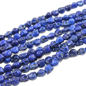 Drahý kámen Lebka ze syntetického tyrkysu - modrá - 8 x 6 mm - 1 ks