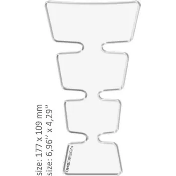 Polep vozidla Samolepka - tank pad na nádrž motocyklu ONEDESIGN UNIVERSAL TANK PAD - LESKLÁ TRANSPARENTNÍ/PRŮHLEDNÁ 17,7 CM (Tankpad univerzální na motorku )