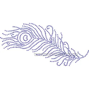 ZE016 - paví pero nažehlovací potisk z hot-fix kamínků, rozměry cca 18,3x8,9cm barva: kameny barva 101 Crystal /stříbrná