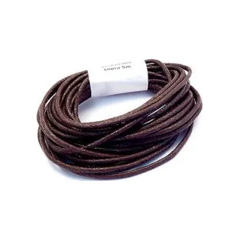 Korálek Voskovaná šňůra 2mm 5m tmavě hnědá
