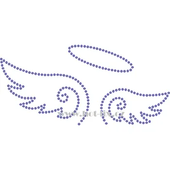 SD002 - angel anděl nažehlovací hot-fix kamínkový potisk na textil, rozměry cca 21,0x10,0cm barva: kameny barva 101 Crystal /stříbrná