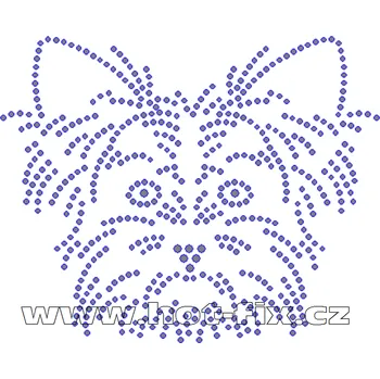 ZP002 - pejsek nažehlovací potisk z hot-fix kamenů, rozměry cca 12,7x10,3cm barva: kameny barva 101 Crystal /stříbrná