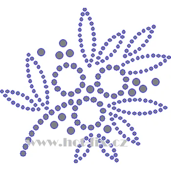 K080 - květinový motiv nažehlovací potisk z hot-fix kamenů, rozměry cca 8,7x7,9cm barva: kameny barva 101 Crystal /stříbrná