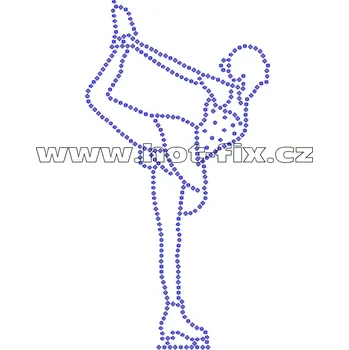 C122 - krasobruslařka nažehlovací potisk z hot-fix kamenů, rozměry cca 8,8x16,6cm barva: kameny barva 101 Crystal /stříbrná