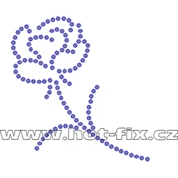 K023 - poupě nažehlovací aplikace na textil z hot-fix kamenů, rozměry cca 6,1x6,4cm barva: kameny barva 101 Crystal /stříbrná