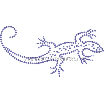 ZH006 - nažehlovací potisk z hot-fix kamenů ještěrka, rozm. cca 18,7x9,4cm barva: kameny barva 101 Crystal /stříbrná