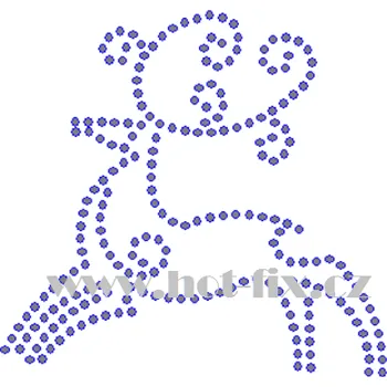 ZN004 - jelen hot-fix nažehlovací kamínkový potisk z hot-fix kamenů, rozměry cca 8,3x7,9cm barva: kameny barva 101 Crystal /stříbrná