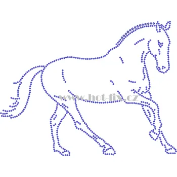 ZK019 - kůň nažehlovací hot-fix kamínkový potisk na textil, rozměry cca 23,0x17,6cm barva: kameny barva 101 Crystal /stříbrná