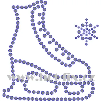 C138 - brusle s vločkou nažehlovací potisk na textil z hot-fix kamenů, rozměry cca 8,2x8,6cm barva: kameny barva 101 Crystal /stříbrná