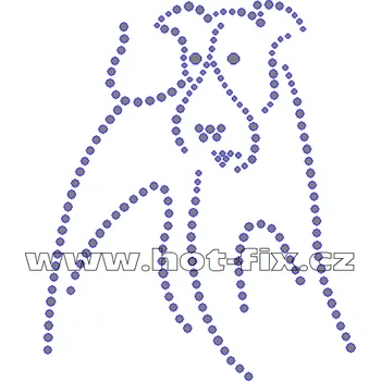 ZP018 - pes hot-fix nažehlovací kamínkový potisk na tričko, textil, cca rozměry 10,4x12,7cm barva: kameny barva 101 Crystal /stříbrná