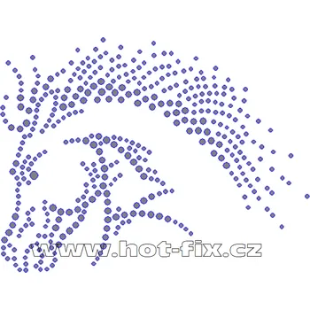 ZK005 - nažehlovací potisk z hot-fix kamenů kůň, rozm. cca 13,4x10,2cm barva: kameny barva 101 Crystal /stříbrná