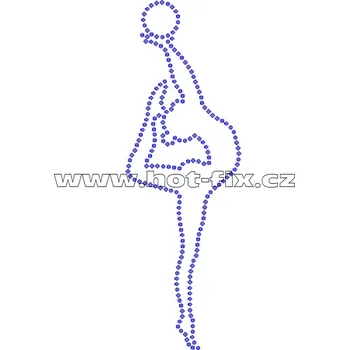 C077 - nažehlovací potisk z hot-fix kamenů gymnastka s míčem, rozm. cca 5,3x15,9cm barva: kameny barva 101 Crystal /stříbrná