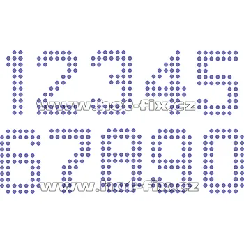 FC003-SS10 - číslice nažehlovací hot-fix kamínkový potisk na textil, výška cca 4,9cm barva: kameny barva 101 Crystal /stříbrná, číslice: číslice 6