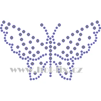 ZM042 - motýl nažehlovací potisk z hot-fix kamenů, rozměry cca 9,7x5,7cm barva: kameny barva 101 Crystal /stříbrná