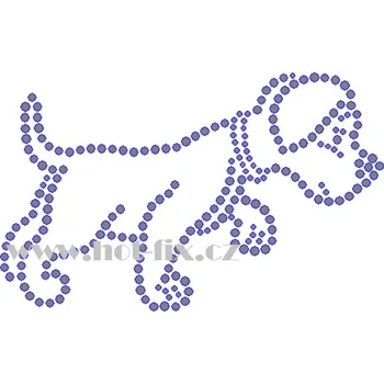 ZP026 - pes nažehlovací potisk z hot-fix kamenů, rozm. cca 12,5x7,8cm barva: kameny barva 101 Crystal /stříbrná