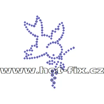 ZE022 - nažehlovací potisk z hot-fix kamenů ptáček, rozm. cca 5,0x7,3cm barva: kameny barva 101 Crystal /stříbrná