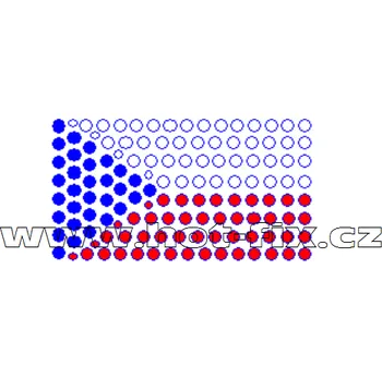 SX001 - státní vlajka ČR nažehlovací hot-fix kamínkový potisk na textil, rozměry cca 5,7x3,2cm barva: polobroušené kameny barva 101 Crystal /stříbrná+103 Siam /červená+116 Cobalt /modrá