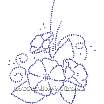 K072 - květinový motiv nažehlovací potisk z hot-fix kamenů, rozměry cca 12,3x14,7cm barva: kameny barva 101 Crystal /stříbrná