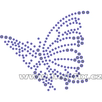 ZM012-L - nažehlovací potisk z hot-fix kamenů motýl, rozměry cca 8,5x7,6cm barva: kameny barva 101 Crystal /stříbrná