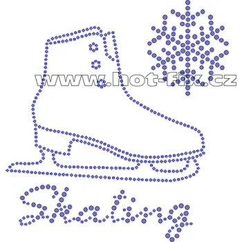 C109 - Skating a brusle s vločkou nažehlovací hot-fix kamínková aplikace na textil, rozměry cca 14,5x15,7cm barva: kameny barva 101 Crystal /stříbrná