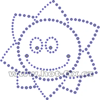 D065 - sluníčko nažehlovací potisk na textil z hot-fix kamenů, rozměry cca 10,7x10,9cm barva: kameny barva 101 Crystal /stříbrná