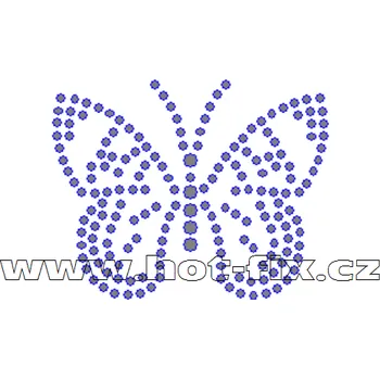 ZM037 - motýl nažehlovací potisk z hot-fix kamenů, rozměry cca 5,8x4,6cm barva: kameny barva 101 Crystal /stříbrná