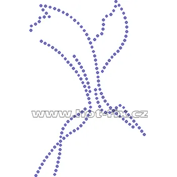 ZE020 - nažehlovací potisk z hot-fix kamenů pták abstrakt, rozm. cca 8,2x12,5cm barva: kameny barva 101 Crystal /stříbrná