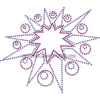 SH005 - nažehlovací potisk z hot-fix kamínků hvězda, rozměry cca 15,9x13,7cm barva: polobroušené kameny barva 101 Crystal /stříbrná a 103 Siam /červená