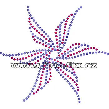 SH003 - nažehlovací potisk z hot-fix kamínků hvězda, rozměry cca 10,0x8,9cm barva: polobroušené kameny barva 101 Crystal /stříbrná a 103 Siam /červená